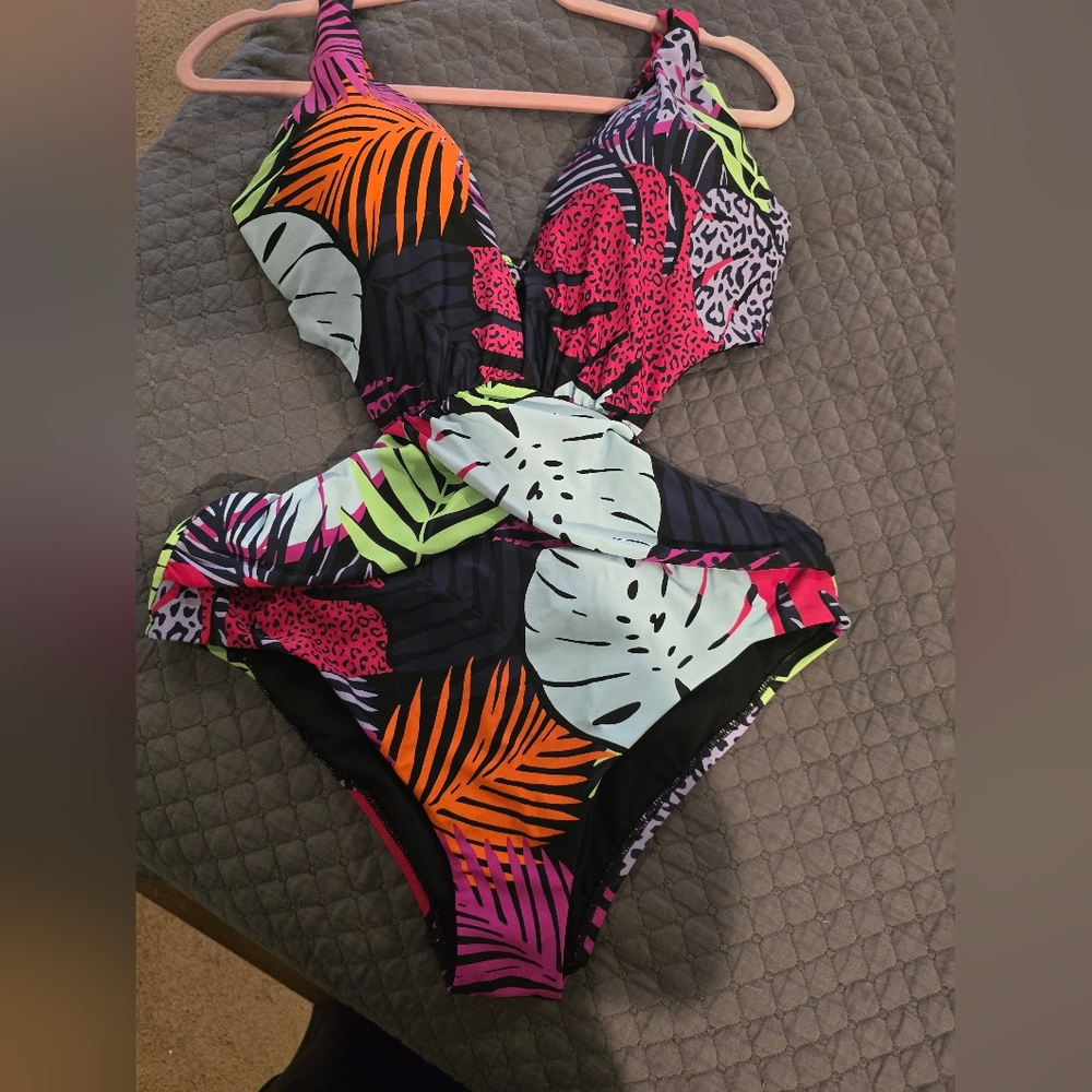 Tropical Print One-Piece Swimsuit